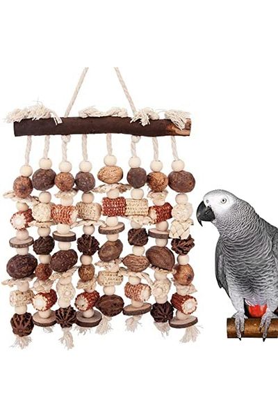 NEXIFY Deloky Extra Large Parrot Toy-Natural Wooden Chewing Tearing Toy for African Grey, Amazon Parrots, M