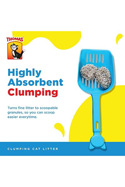 THOMAS Cat Clumping Cat Litter, Natural Minerals, Highly Absorbent, Unscented, 5 kg