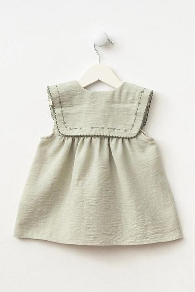 Magu Girl's Cotton Embroidered Bag Dress