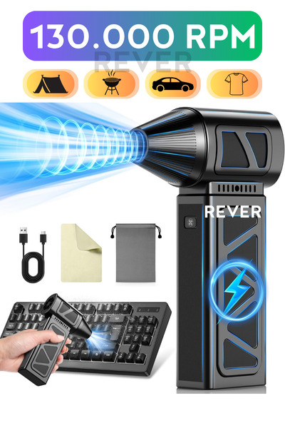 Rever 130.000Rpm Şarjlı Turbo Fan Mangal Barbekü Bahçe Hava Bilgisayar Temizleme Kompresörü