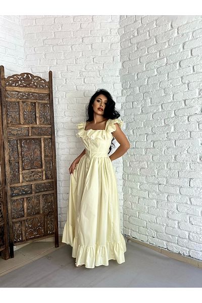 moneta boutique Rochie cămașă cu design lung cu mâneci cu volane