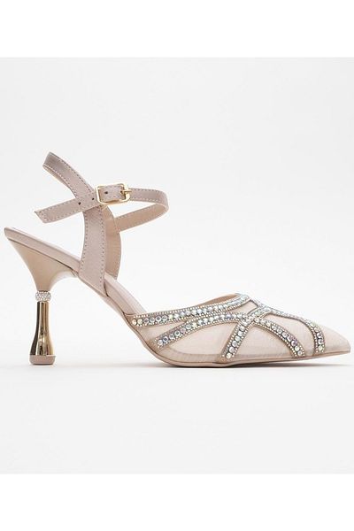 KOCAMANLAR Feles Lace Stone Heeled Women's Evening Dress Shoes Ten