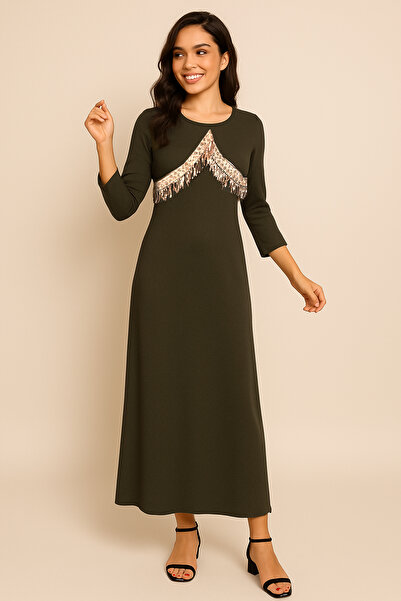 Lilo Co فستان ماكسي مزين بشراشيب لامعة