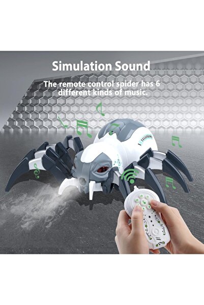 LRS STORE Uzaktan Kumandalı Dev Örümcek Yürüyen, Sesli Işıklı Buhar Çıkaran Örümcek Araba Şarjlı