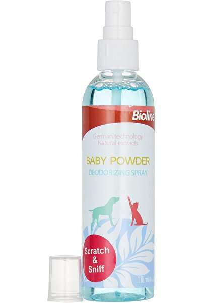 Bioline Baby Powder 118 ml Deodorizing Pet Spray (White/Blue)