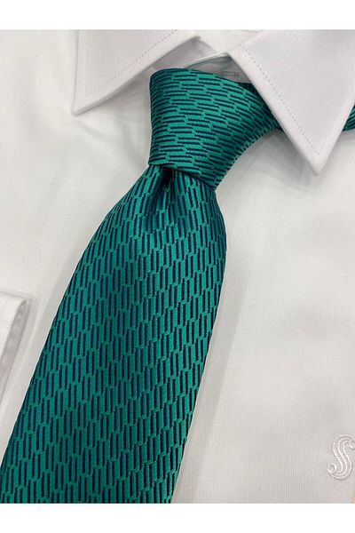 Pierre Cardin Pi̇erre Cardi̇n Woven Fabric Patterned Green Tie