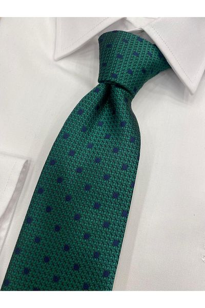 Pierre Cardin Pi̇erre Cardi̇n Woven Fabric Patterned Green Navy Blue Tie
