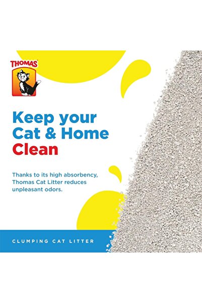 THOMAS Cat Clumping Cat Litter, Natural Minerals, Highly Absorbent, Unscented, 5 kg
