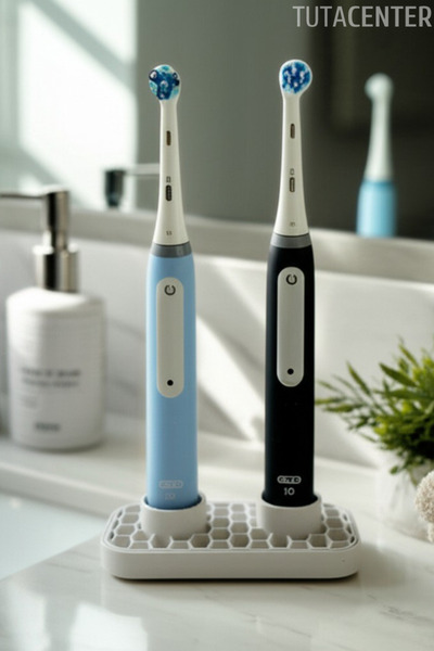 Electric Toothbrush Holder with Drain (Rechargeable Toothbrush Holder Stand with 2 Compartments)