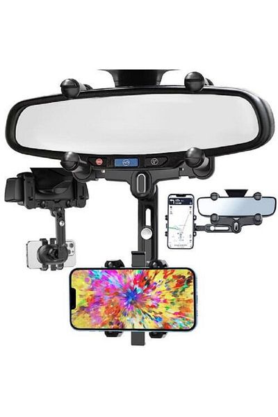 SMARTECH Suport de telefon pentru oglinda retrovizoare, rotativ la 360°, reglabil înălțime și lățime