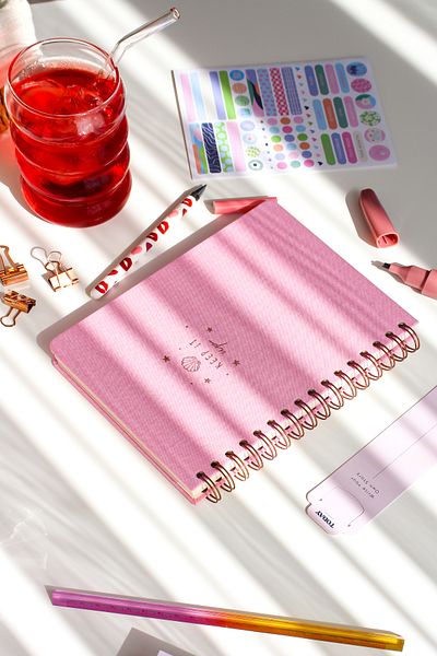 PAPERORA Candy Pink A5 Linen Notepad with Spiral - Hard Cover, Undated