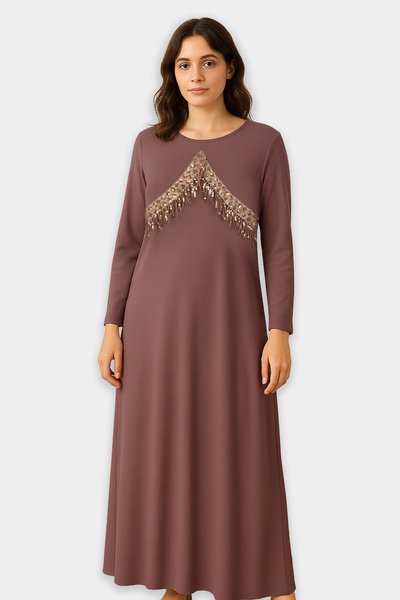 Lilo Co فستان ماكسي مزين بشراشيب لامعة