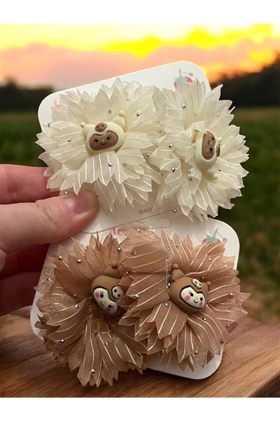 alpikom 2 Sets of Kuromi Theme Tulle Stone Cute Elastic Hair Clip Kuromi Buckle Set