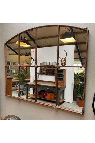 artglass vitray Metal Görünümlü Ahşap Eskitmeli Ayna (90X120)