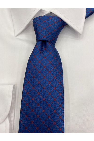 Pierre Cardin Pi̇erre Cardi̇n Woven Fabric Patterned Blue Bordo Tie