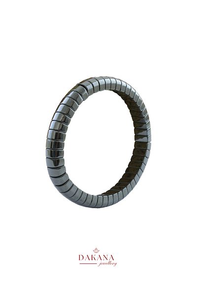 DAKANA JEWELLERY Certified Hematite Natural Stone Thin Oval Cut Bracelet