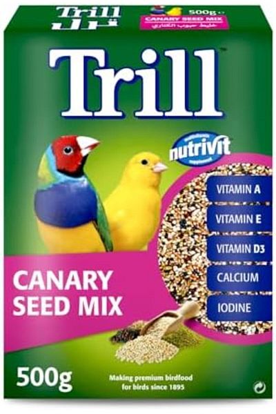 SKY TOUCH Trill Canary Seed Mix 500g, Bird Food, Canary Bird Seed, a Balanced Blend of Nutrivit Kibbles, Compl