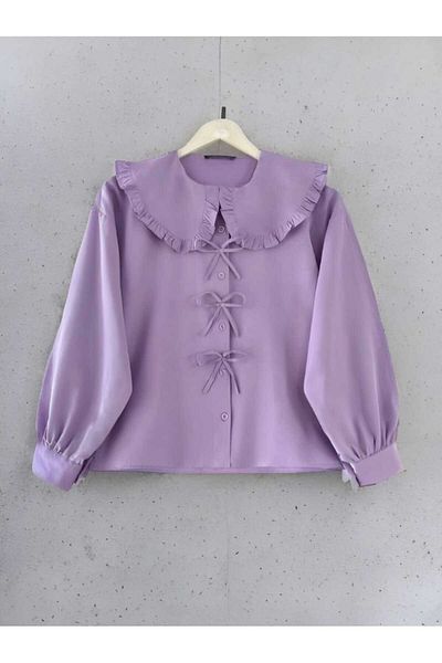 MODA Baby Collar Bow Detailed Skirt Top Crop Shirt