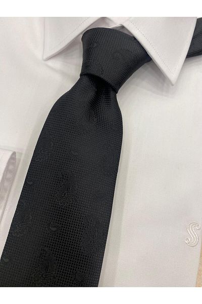 Pierre Cardin Pi̇erre Cardi̇n Woven Fabric Patterned Black Tie