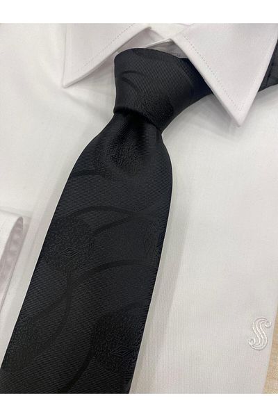Pierre Cardin Pi̇erre Cardi̇n Woven Fabric Patterned Black Tie