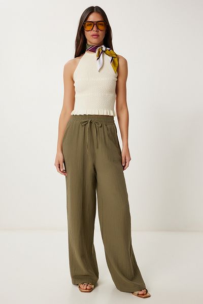 Lovelyİstanbul Παντελόνι Khaki Muslin Palazzo - Lmx0008