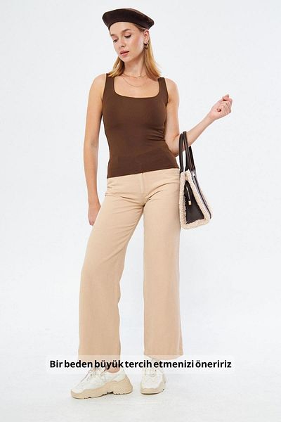 Ravencia Women's Premium Quality Brown Thick Strap Pool Collar Blouse