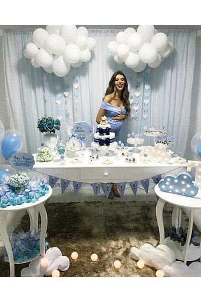 Kalisan White Balloon 50 Pieces Cloud Gender Party Baby Shower Concept Birthday