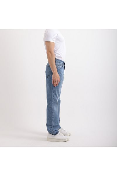cliento Men's Baggy Fit Relaxed Cut Straight Leg Dark Blue Jean Pants
