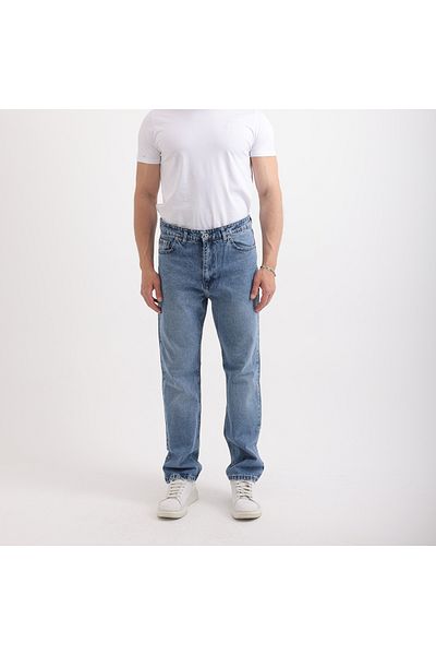 cliento Men's Baggy Fit Relaxed Cut Straight Leg Dark Blue Jean Pants