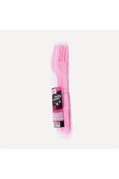 Roll-Up Pink Fork Plastic Party - Pack of 25