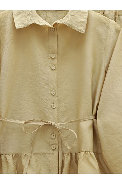 Modamorfo Skirt with Ruffles and Belt Double Set - Light Mink