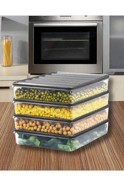 Lumpedy 4Pcs 2500ml Refrigerator Storage Organizer, with Self-Cover, Suitable for Microwave and Freezer