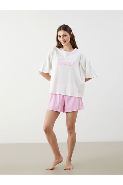 LC Waikiki Pink Printed Women's Shorts Pajama Set