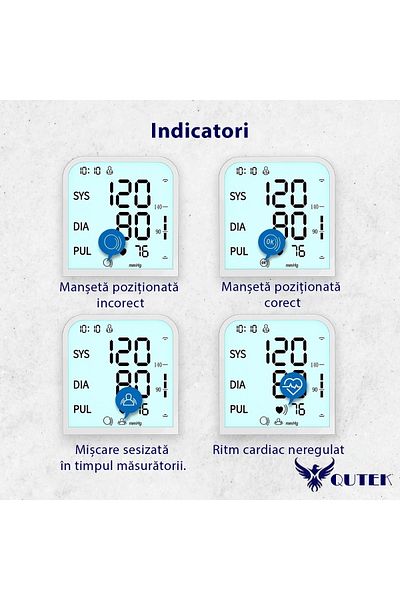 QuTek QUTEK™ Upper Arm Blood Pressure Monitor, LCD Display, Self-Measurement, Clinically Validated, Cuff 22-45cm