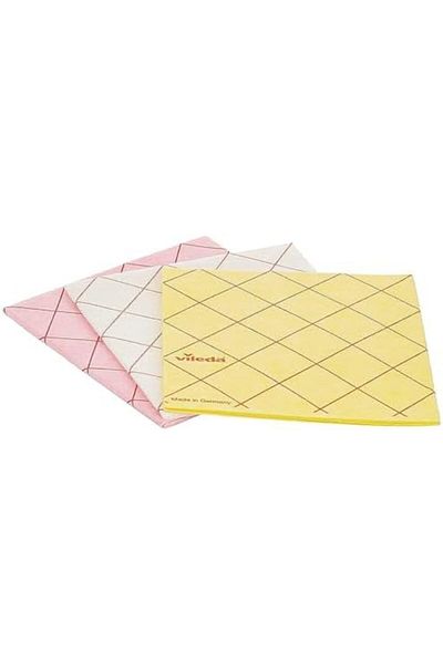Vileda All-Purpose Cloth 3Pcs, Powerful Cleaning, Water-Absorbent, Durable - Yellow (3 Pcs Per Pack)