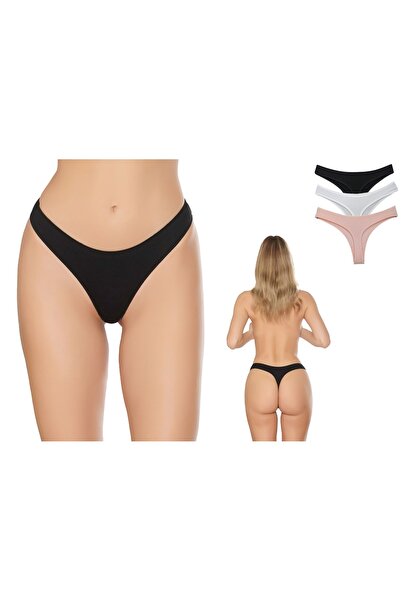 yeşil iç giyim Düz Penye Tanga 3'lü