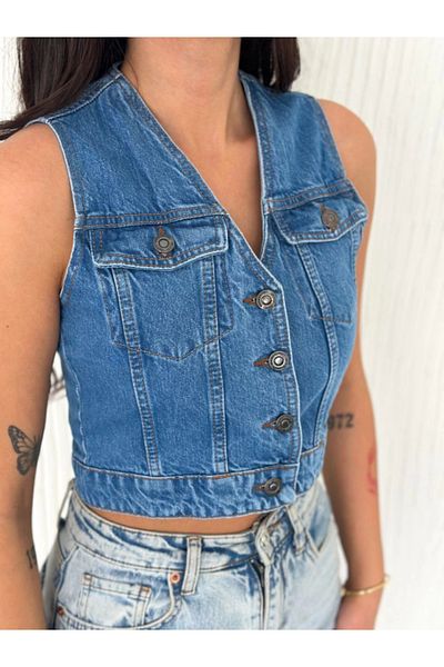 COTTONLAB Denim Jeans Vest - Blue