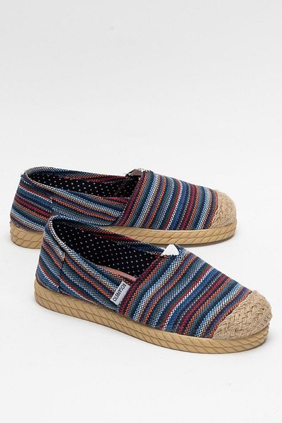 Liger Women's Linen Ballerina Shoes Dark Blue - Beige