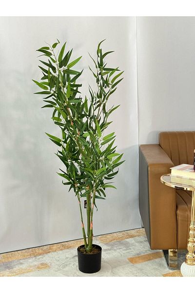 Living Artificial bamboo tree, with a black pot, height 130 cm