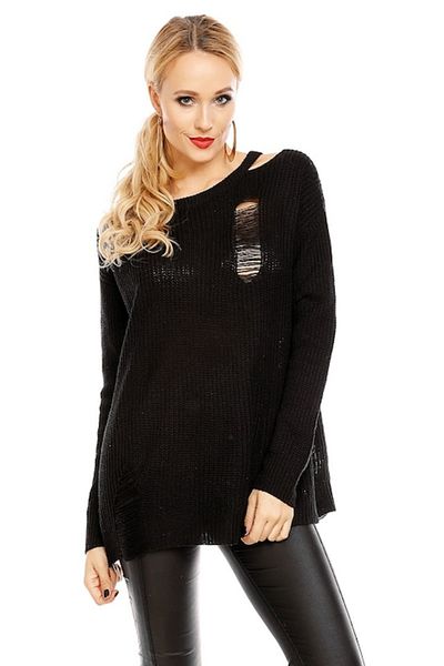 Gosse Women's Sweater Ripped Ashley, Black, One Size