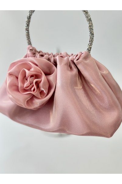 posst bag Copy - Shiny Satin Rose Portfolio Evening Dress Handbag