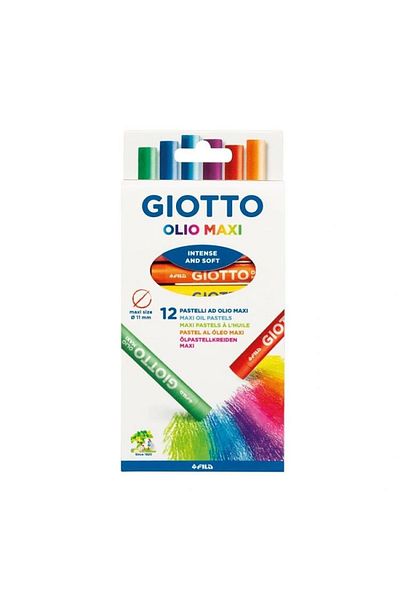Giotto Olio Maxi Oil Pastel Paint 12 Pack with Hangers 293400