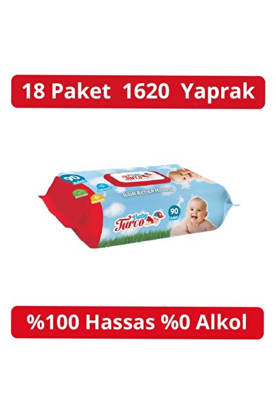 Baby Turco مناديل مبللة 18 قطعة مع غطاء 90 ورقة 1620