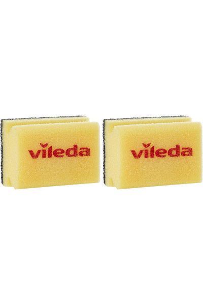 Vileda Glitzi Crystal Scourer Sponge 2 Pc, Antibacterial, Long Lasting, Hygienic - Yellow And Black