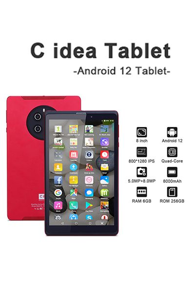 CIDEA جهاز لوحي C Idea Cm815 بشاشة 8 بوصة وذاكرة وصول عشوائي 6 جيجابايت وذاكرة تخزين 256 جيجابايت ونظام تشغيل أندرويد 12.0 وشاشة عالية الدقة بتقنية IPS - ألوان متنوعة