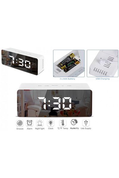 SyaMAG Digital LED Clock with Temperature and Humidity Display, USB/AAA Battery Powered