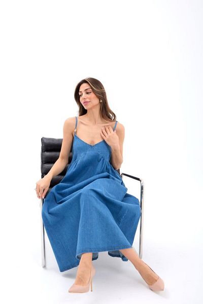 Kokosh moda 7349 Denim Dress-Blue