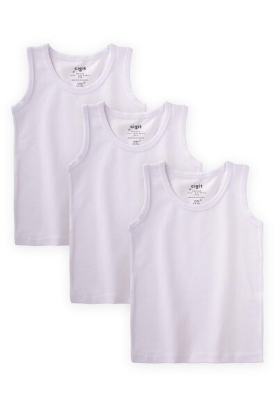 Cigit طقم رياضي ثلاثي الذكور 2-9 سنوات باللون الأبيض