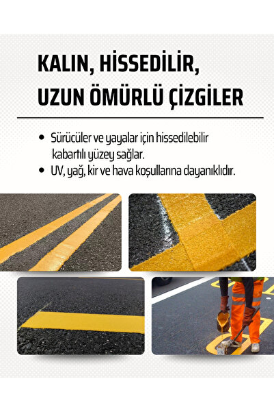 BARS Soğuk Döküm Kalın Yol Çizgi Boyası, Hızlı Kuruyan, Esnek Yapı, Termoplastik