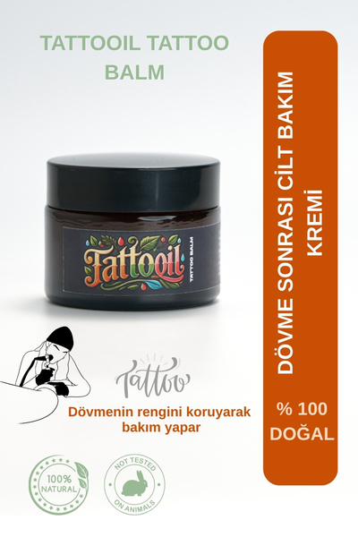 TATTOOIL Doğal Dövme Bakım Kremi - Tattoo Balm - Jojoba, Shea & Lavanta & Bib...